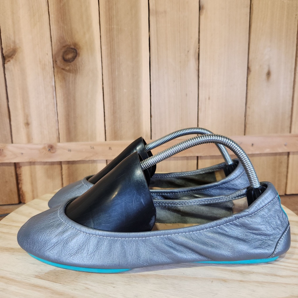 Tieks Ballet Flat Shoes Womens 10 Gray Leather Slip On Round Toe Comfort